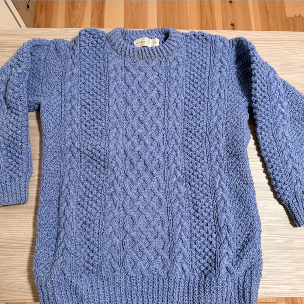 Authentic Scottish Blue Cable Knit Sweater